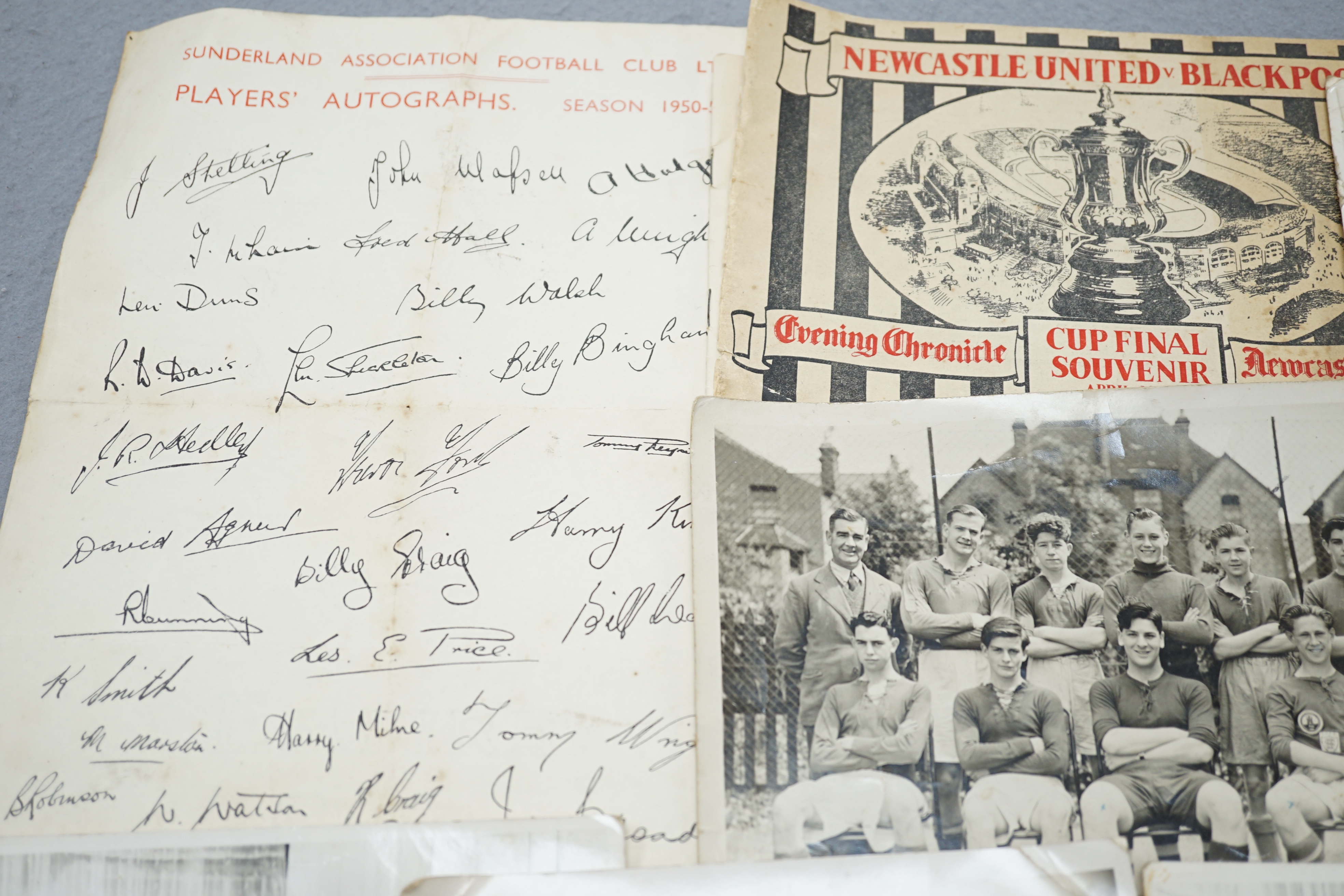 Football collection including 9ct. gold Tyneside Football League medal, 1896-97